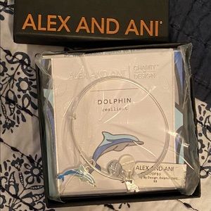 Alex and Ani Silver Blue Dolphin Charm Bracelet